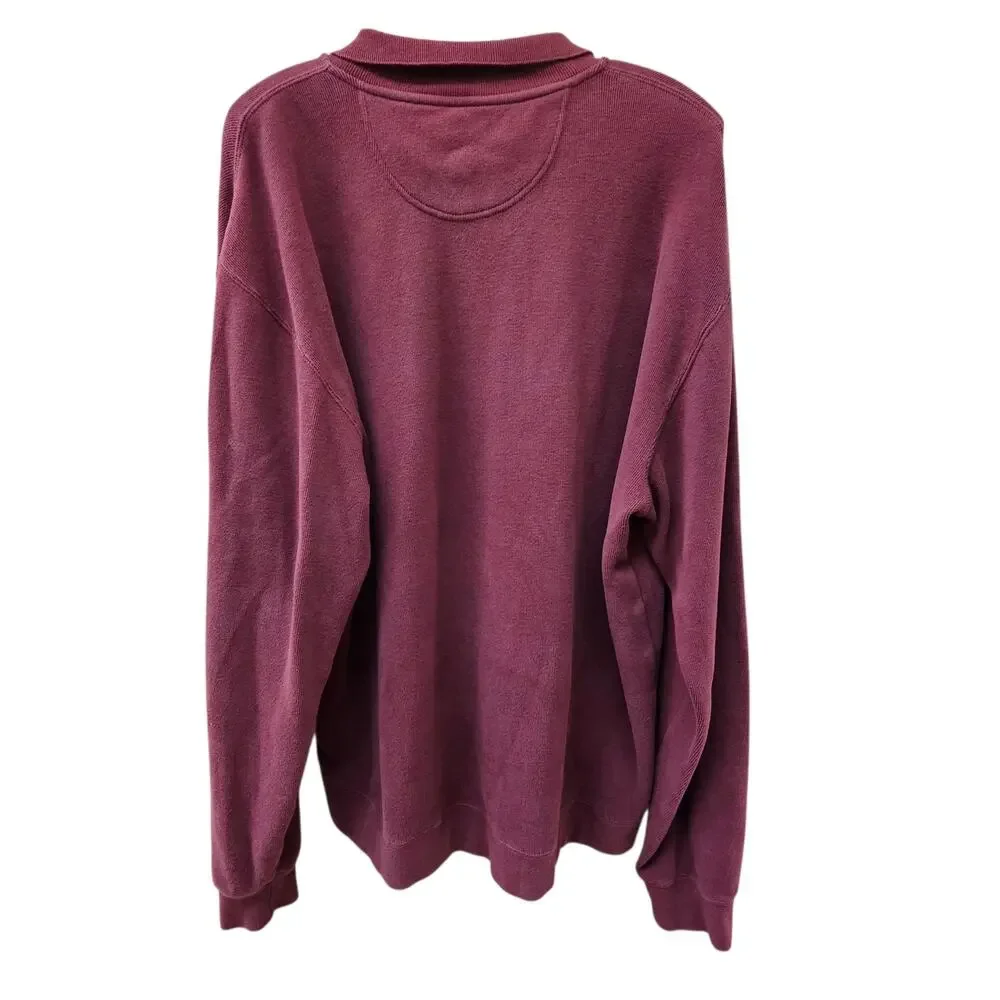 Orvis Men's Maroon Polo Pullover Sweater 100% Cotton Men's XL
